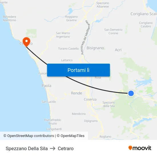 Spezzano Della Sila to Cetraro map