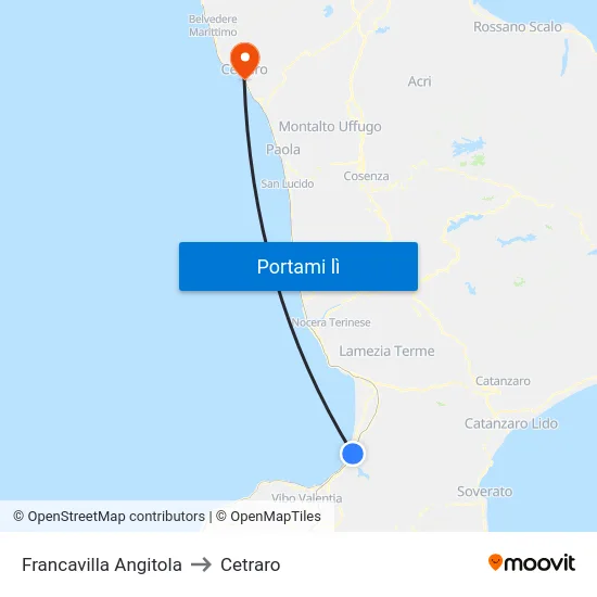 Francavilla Angitola to Cetraro map