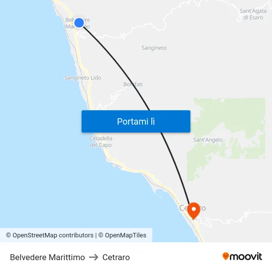 Belvedere Marittimo to Cetraro map