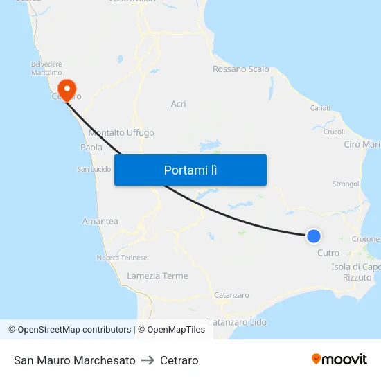 San Mauro Marchesato to Cetraro map