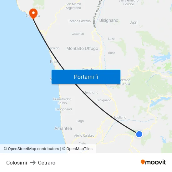 Colosimi to Cetraro map