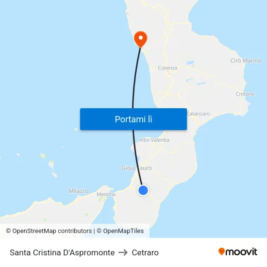 Santa Cristina D'Aspromonte to Cetraro map