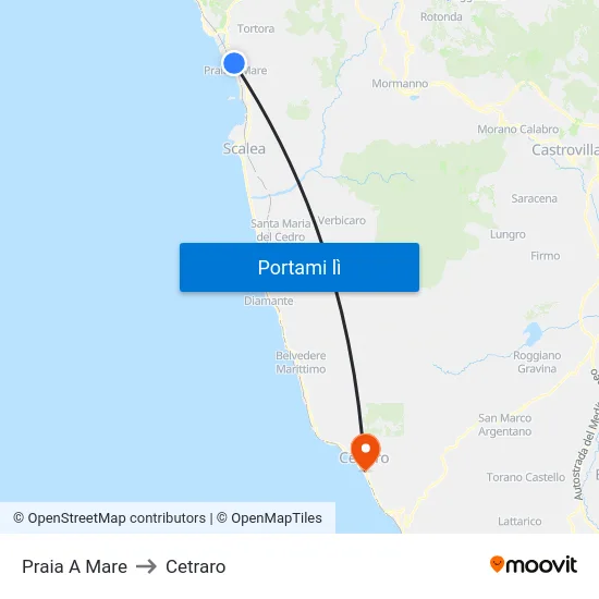 Praia A Mare to Cetraro map