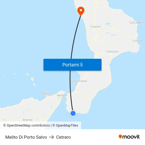 Melito Di Porto Salvo to Cetraro map
