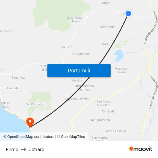 Firmo to Cetraro map