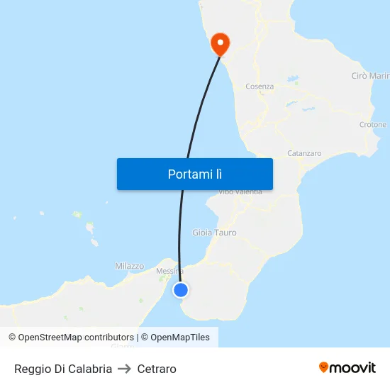 Reggio Di Calabria to Cetraro map