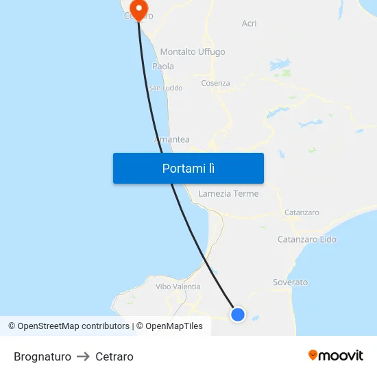 Brognaturo to Cetraro map