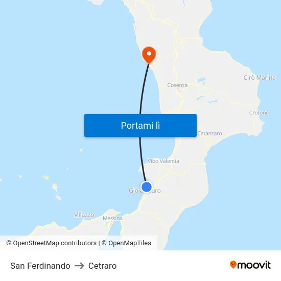 San Ferdinando to Cetraro map