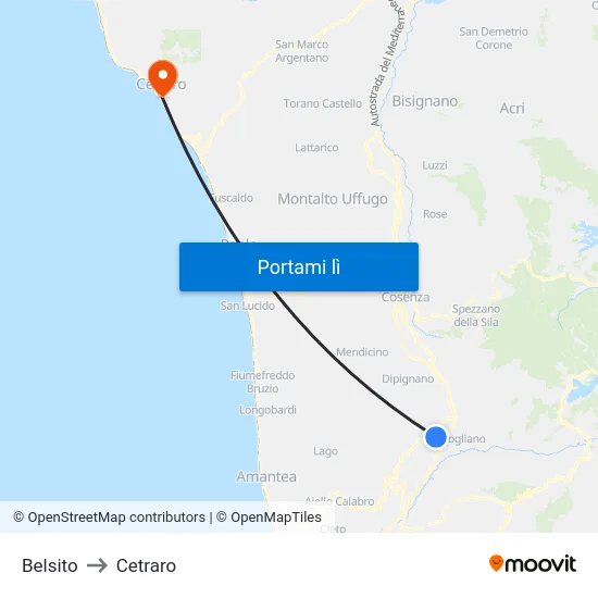 Belsito to Cetraro map