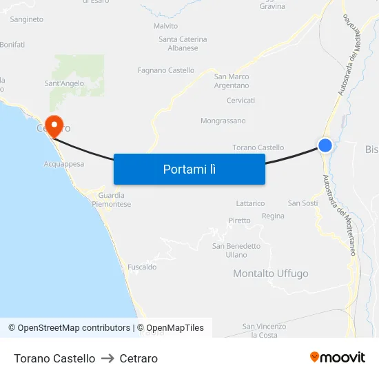 Torano Castello to Cetraro map