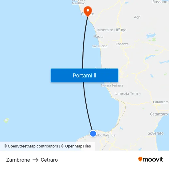 Zambrone to Cetraro map