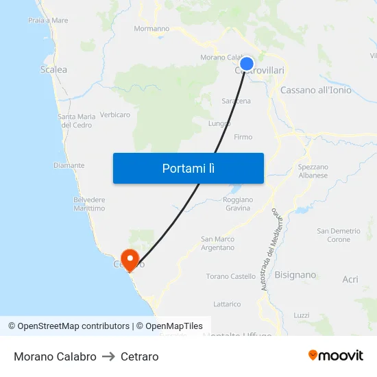 Morano Calabro to Cetraro map