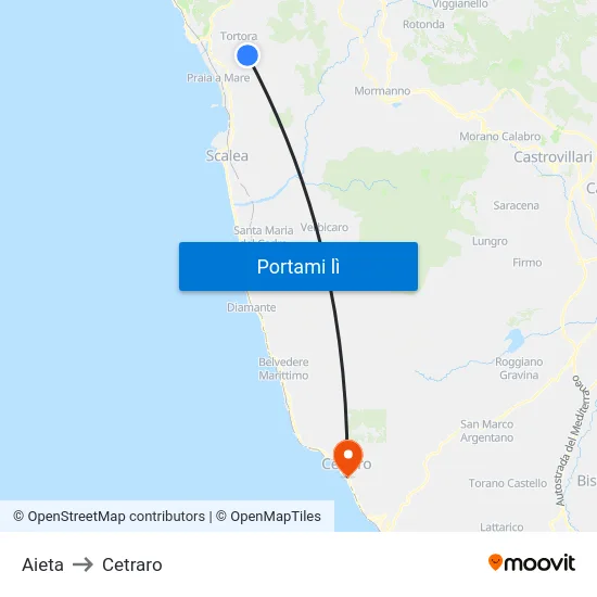 Aieta to Cetraro map