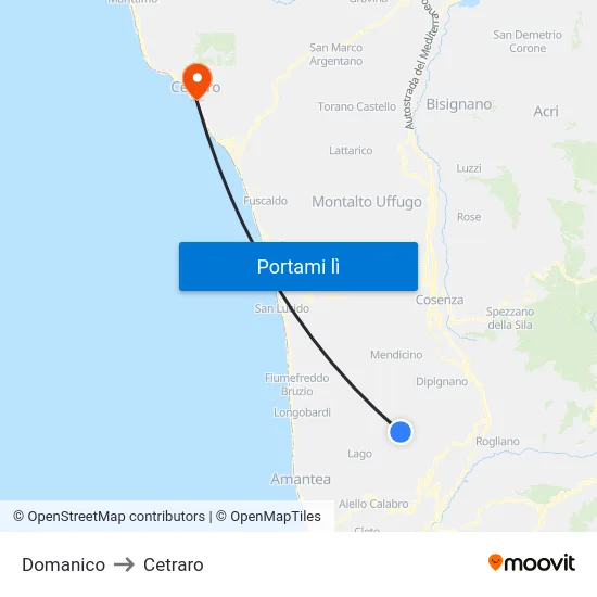 Domanico to Cetraro map