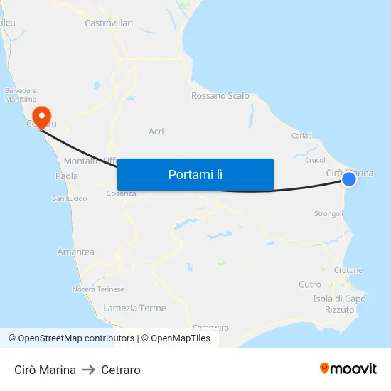 Cirò Marina to Cetraro map