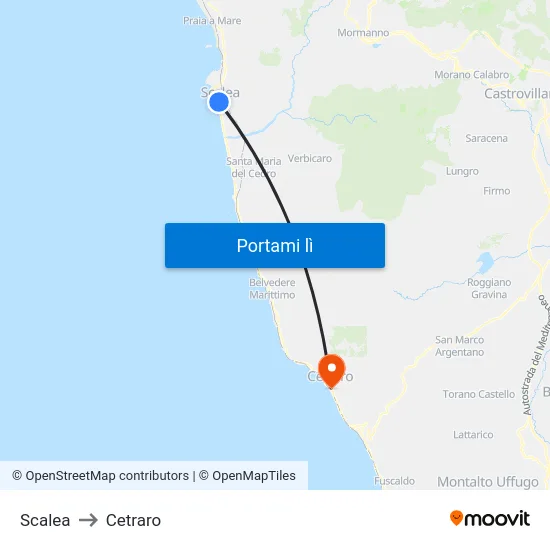 Scalea to Cetraro map