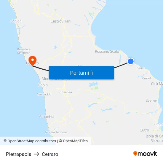 Pietrapaola to Cetraro map