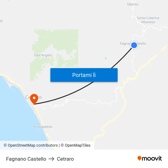 Fagnano Castello to Cetraro map