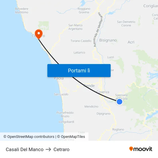 Casali Del Manco to Cetraro map