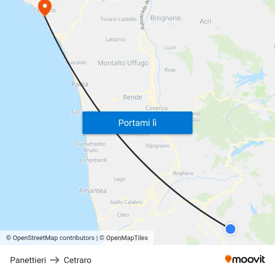 Panettieri to Cetraro map