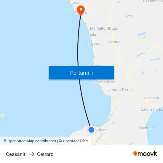 Cessaniti to Cetraro map