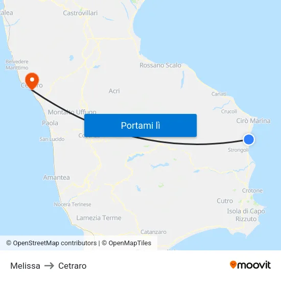 Melissa to Cetraro map