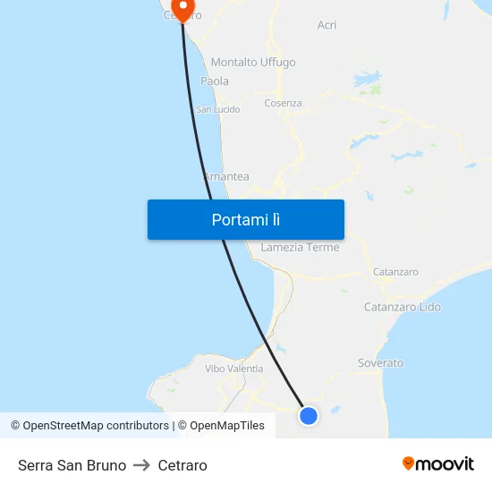Serra San Bruno to Cetraro map