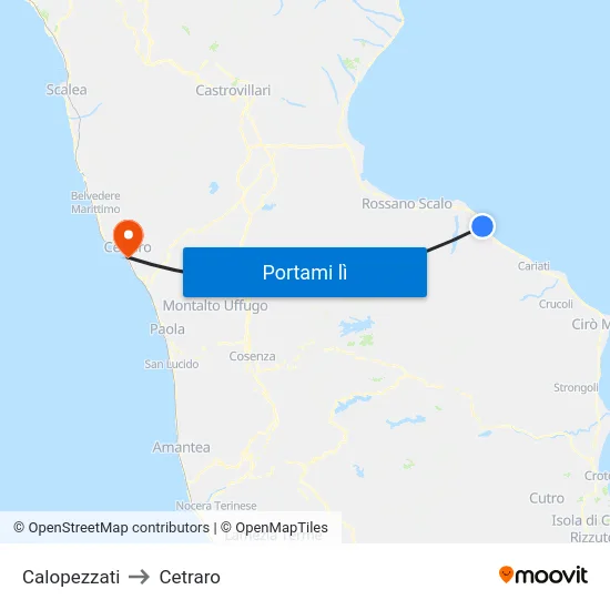 Calopezzati to Cetraro map
