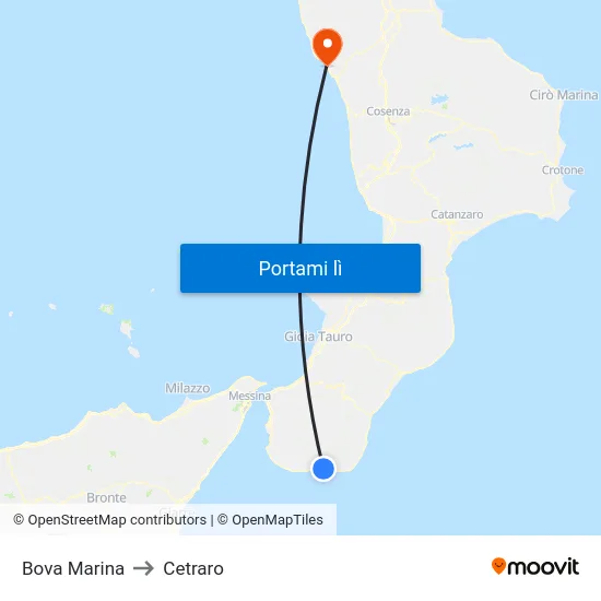 Bova Marina to Cetraro map