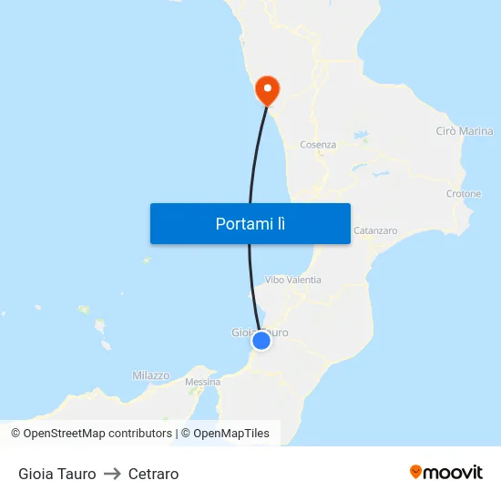 Gioia Tauro to Cetraro map