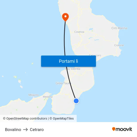 Bovalino to Cetraro map