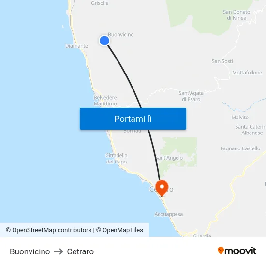 Buonvicino to Cetraro map