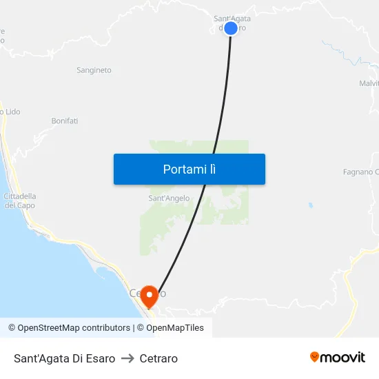 Sant'Agata Di Esaro to Cetraro map