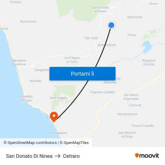 San Donato Di Ninea to Cetraro map