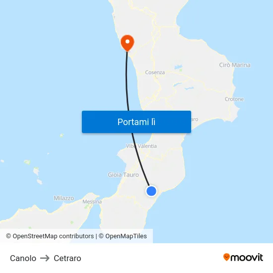 Canolo to Cetraro map