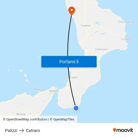 Palizzi to Cetraro map