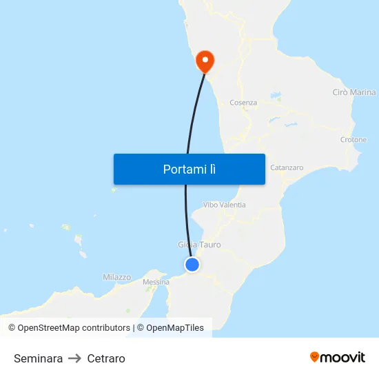 Seminara to Cetraro map