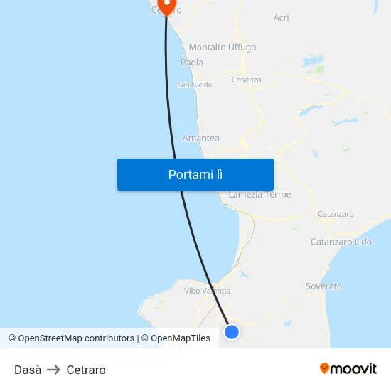 Dasà to Cetraro map
