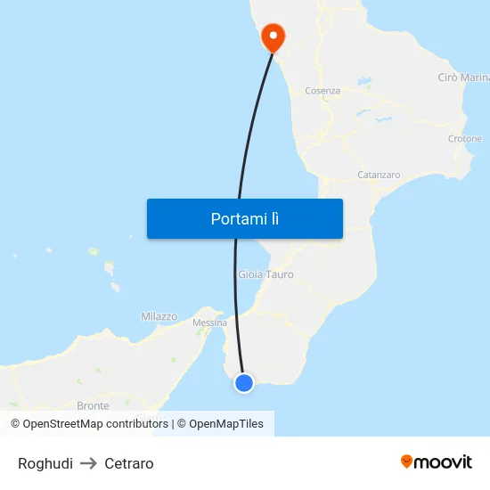 Roghudi to Cetraro map