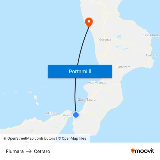 Fiumara to Cetraro map