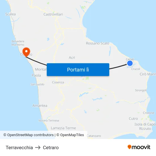 Terravecchia to Cetraro map