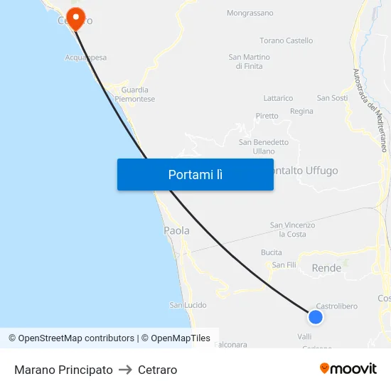 Marano Principato to Cetraro map