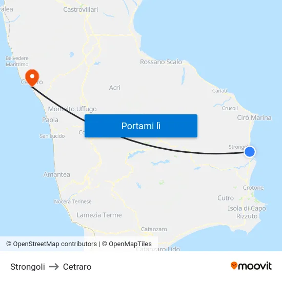 Strongoli to Cetraro map