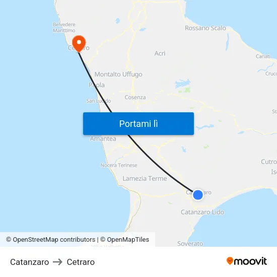 Catanzaro to Cetraro map