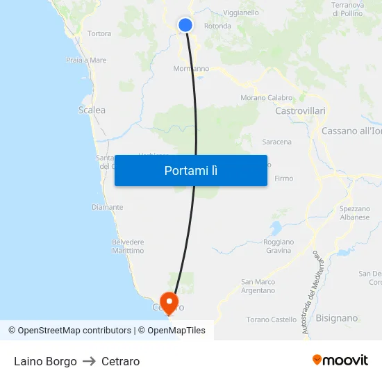 Laino Borgo to Cetraro map