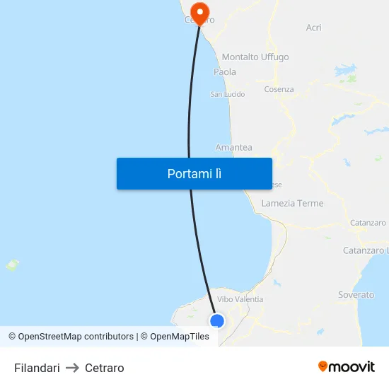 Filandari to Cetraro map