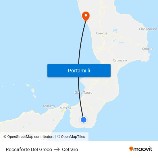 Roccaforte Del Greco to Cetraro map