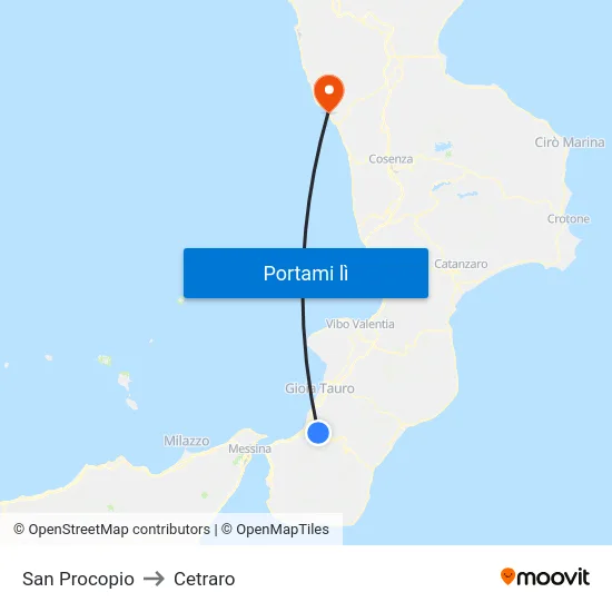 San Procopio to Cetraro map