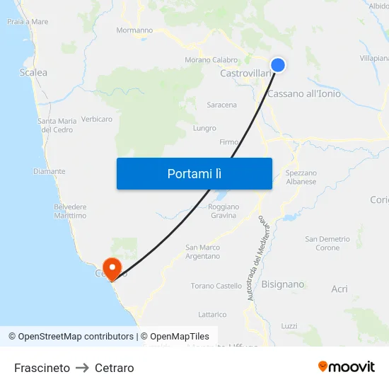 Frascineto to Cetraro map