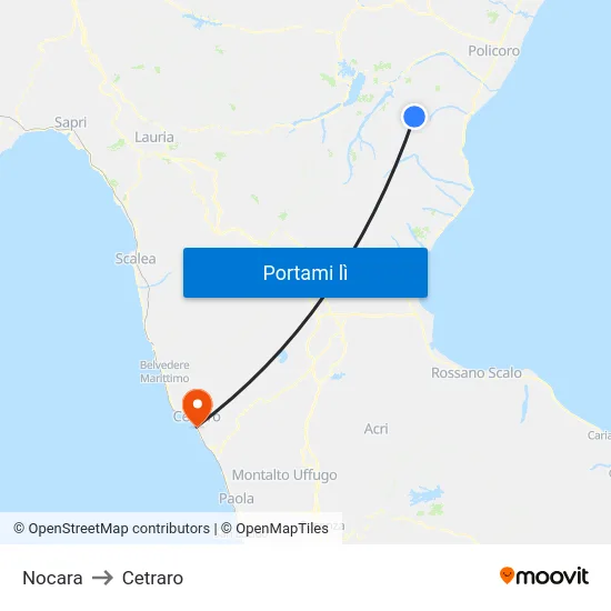 Nocara to Cetraro map